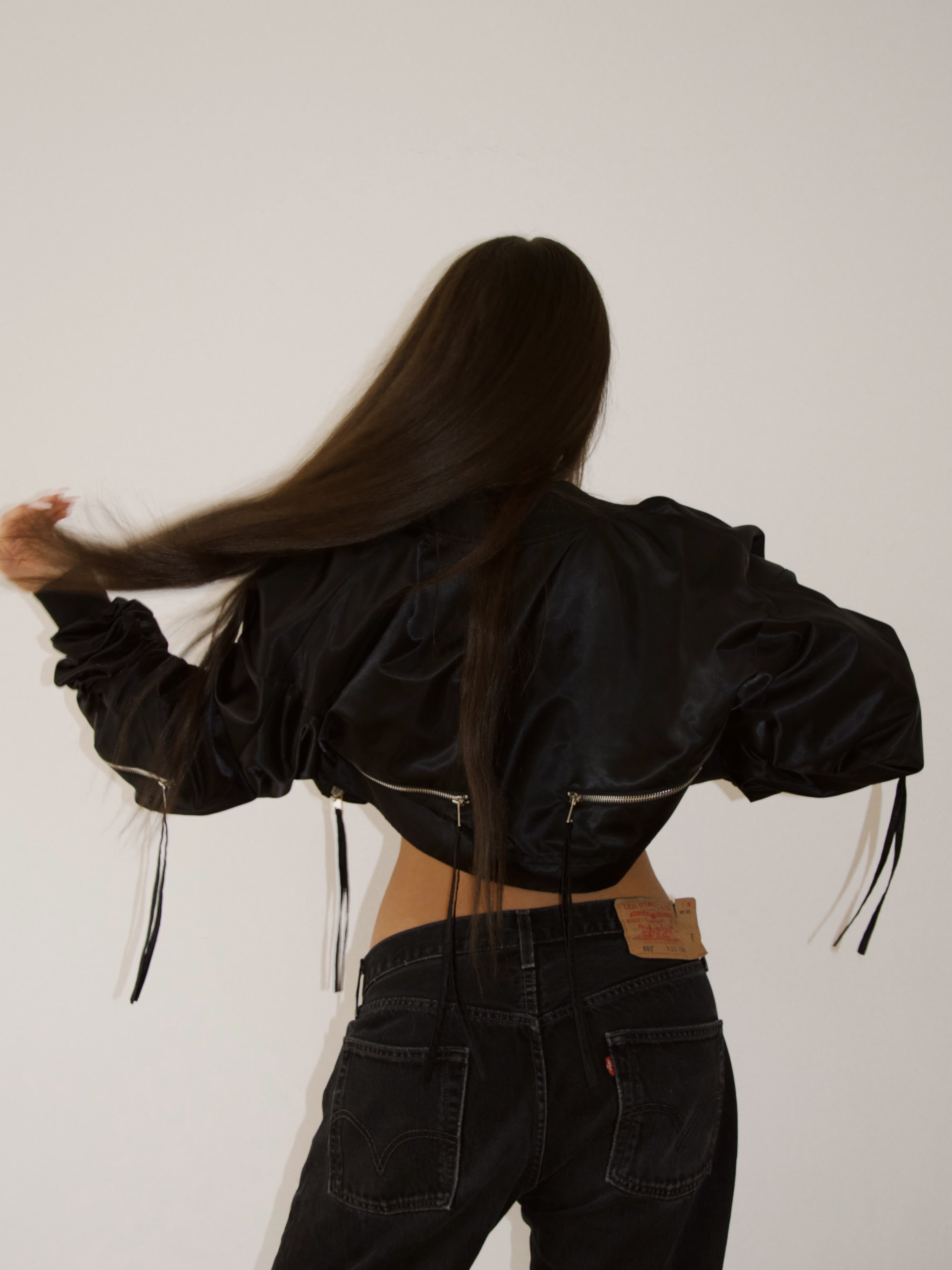 NYLON CROPPED JACKET I BLACK