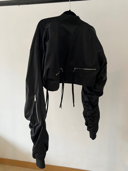 NYLON CROPPED JACKET I BLACK