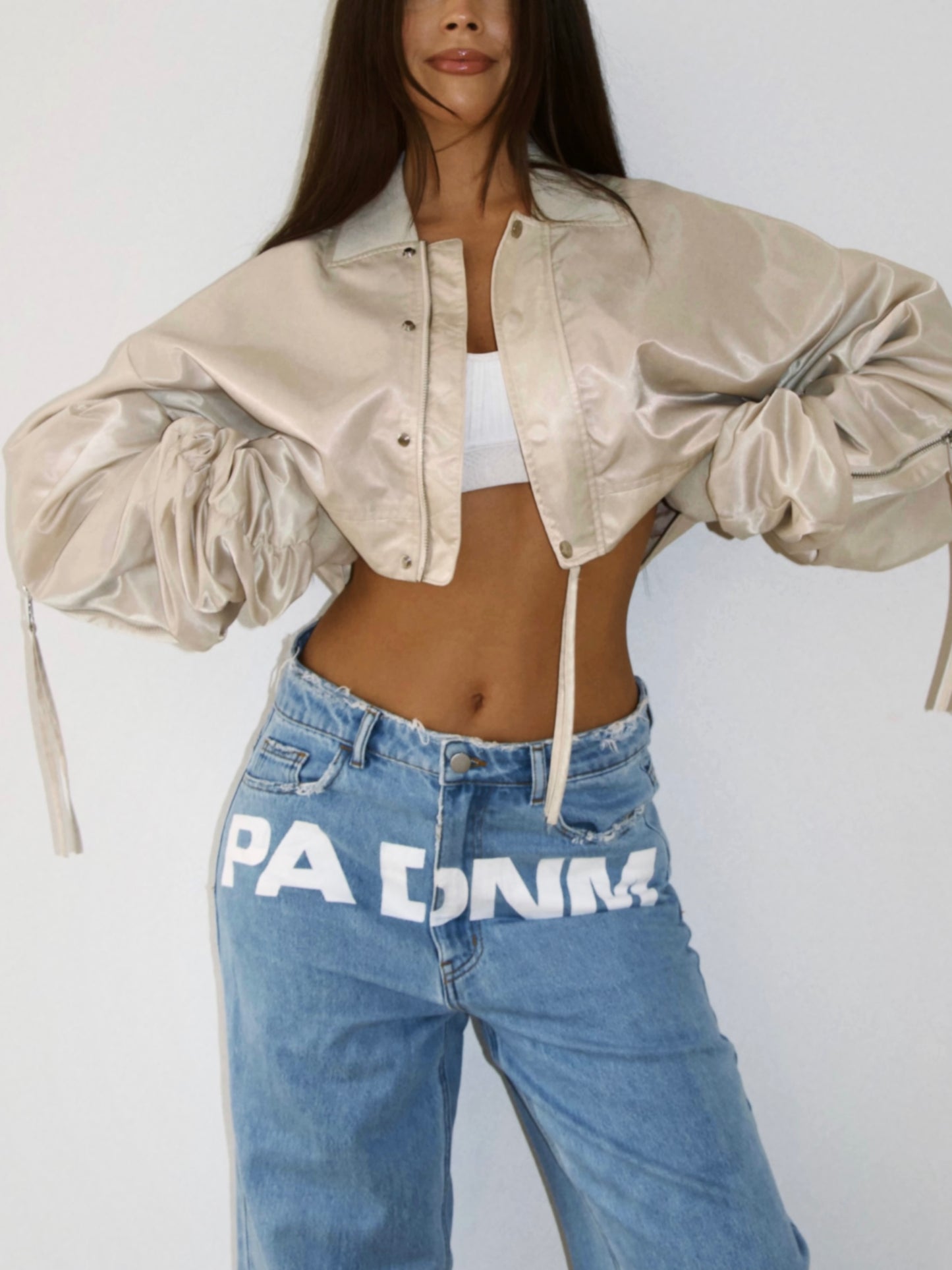 NYLON CROPPED JACKET I SAND